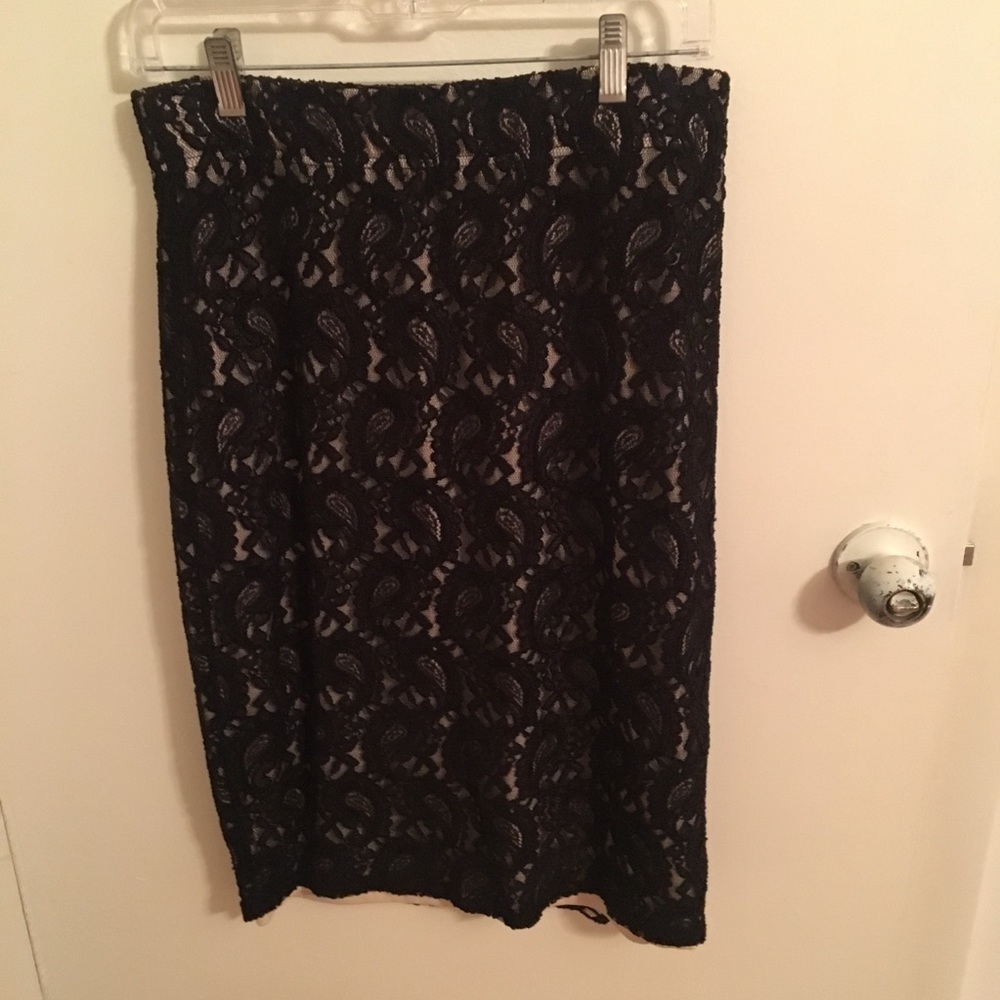 Black & Cream Pencil Skirt